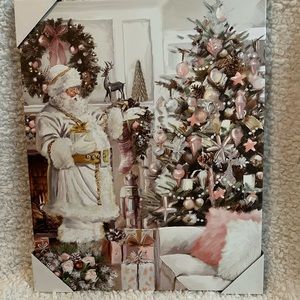 Pastel Cream and Pink Santa Holiday scene